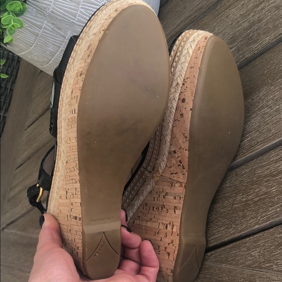 PRADA Patent Leather Cork Platform Wedge Sandal 37 - Picture 8 of 8